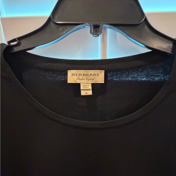 Burberry Scoop Neck Three Quarter Length Sleeve Tee with Checked Cuffs Medium - Picture 5 of 12